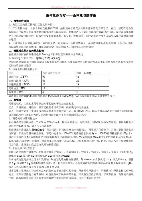 液体治疗晶体液和胶体液