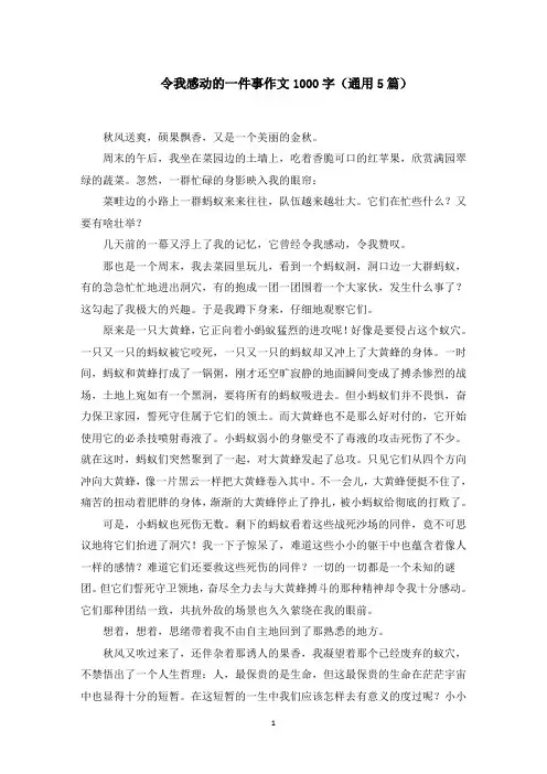 令我感动的一件事作文1000字范文精选