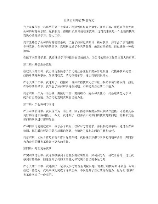 出纳实训周记20篇范文