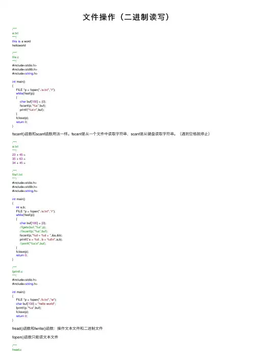 文件操作（二进制读写）