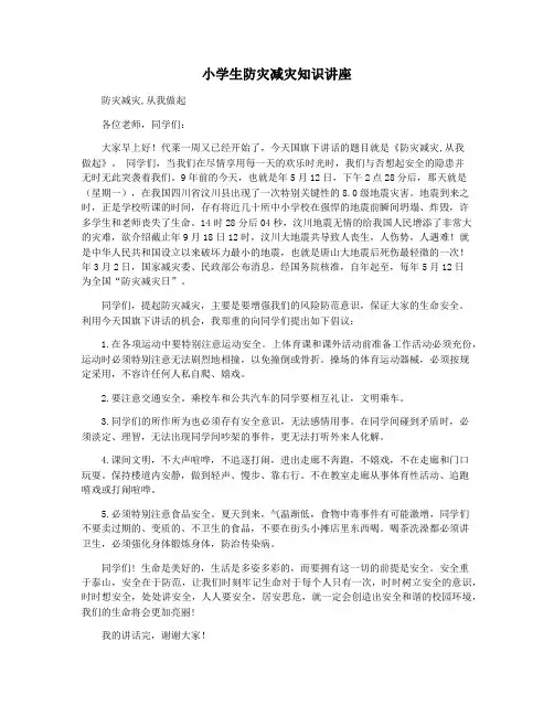 小学生防灾减灾知识讲座