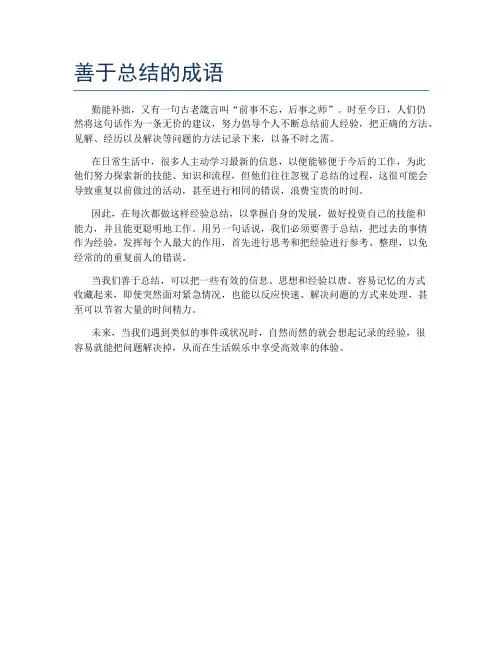善于总结的成语