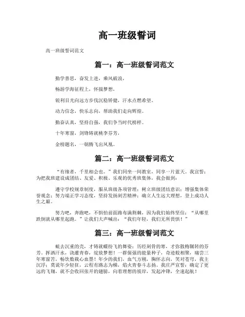 高一班级誓词