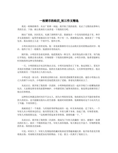 一枚硬币的经历_初三作文精选