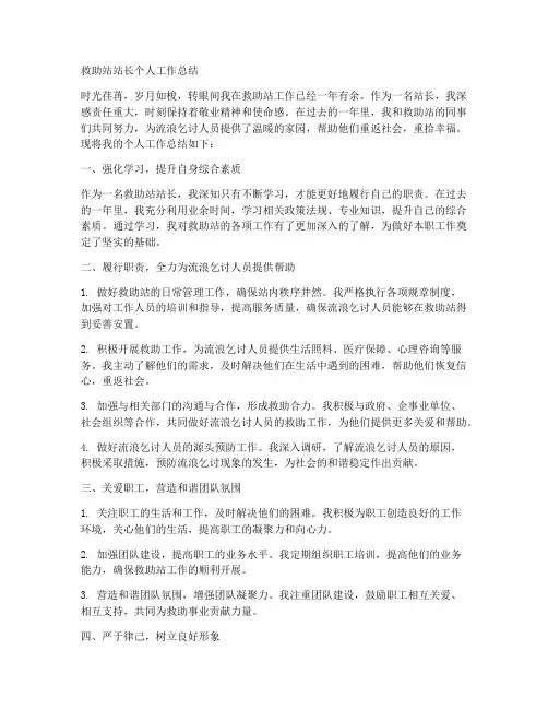 救助站站长的个人工作总结