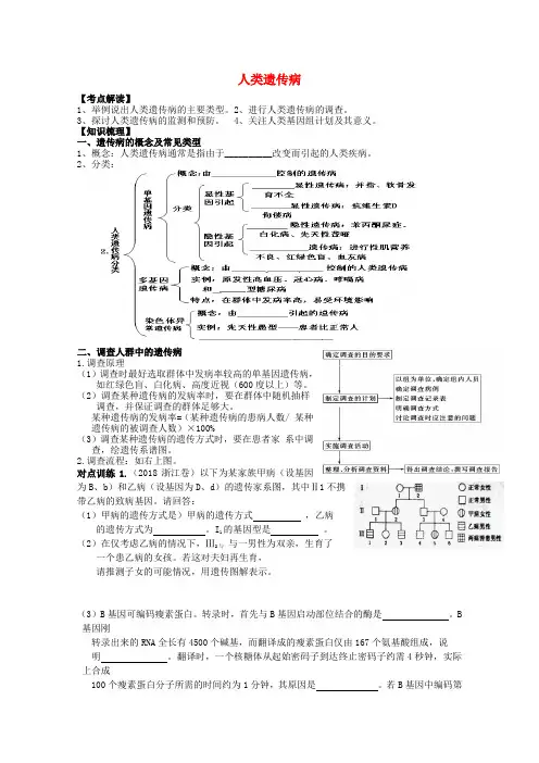 最新-高考生物一轮复习 人类遗传病和育种方法导学案 必修2 精品