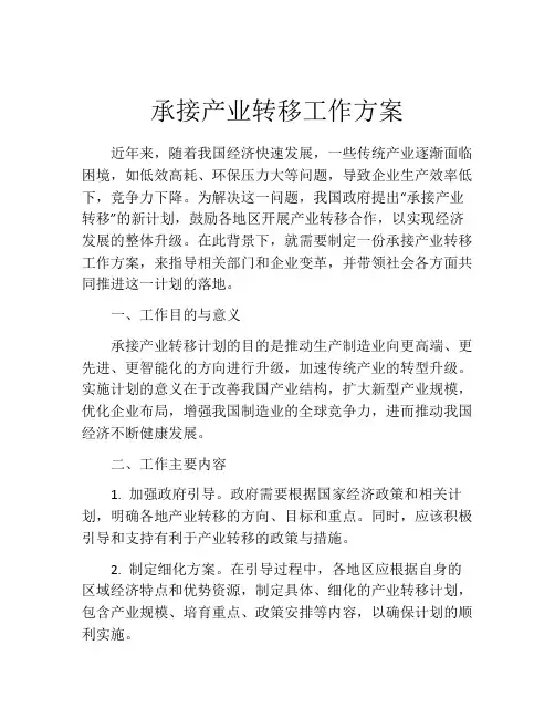 承接产业转移工作方案
