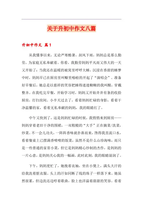 关于升初中作文八篇