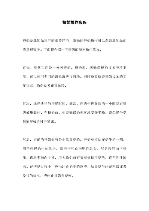 挤奶操作流程