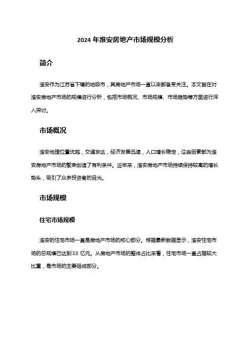 2024年淮安房地产市场规模分析