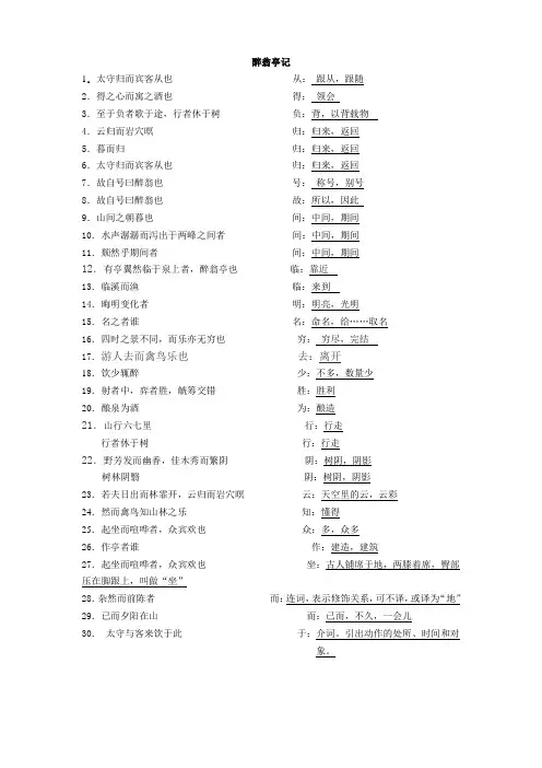 醉翁亭记词释答案