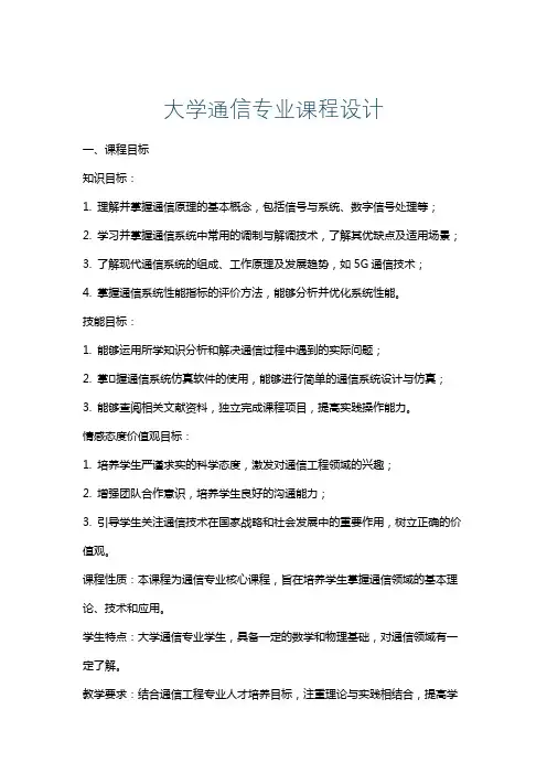 大学通信专业课程设计
