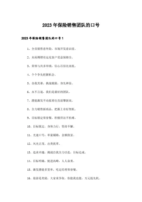 2023年保险销售团队的口号