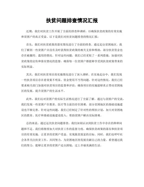 扶贫问题排查情况汇报