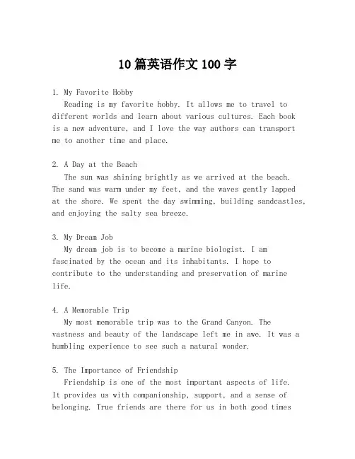 10篇英语作文100字