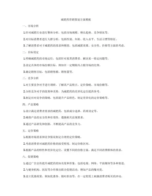 减肥药营销策划方案模板