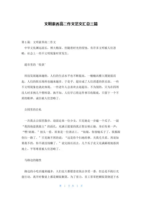 文明素养高二作文范文汇总三篇