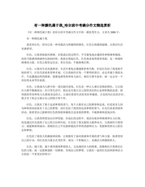 有一种颜色属于我_哈尔滨中考满分作文精选赏析