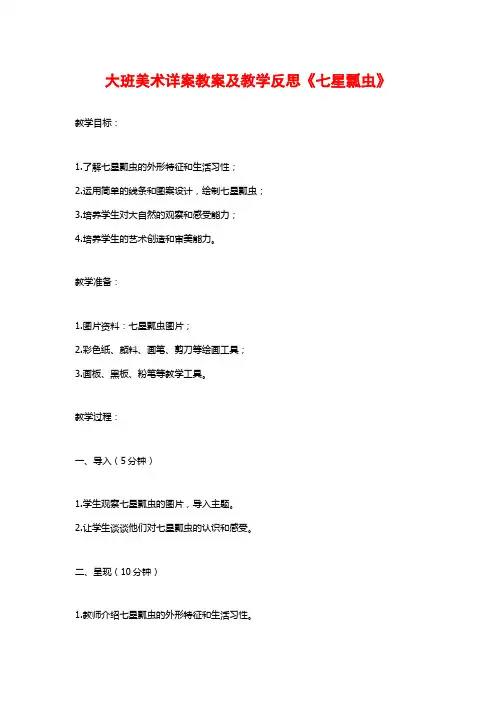 大班美术详案教案及教学反思《七星瓢虫》