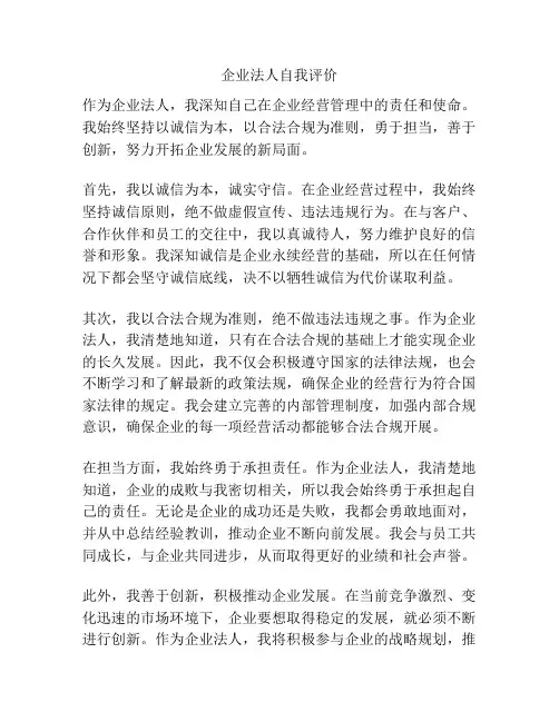 企业法人自我评价