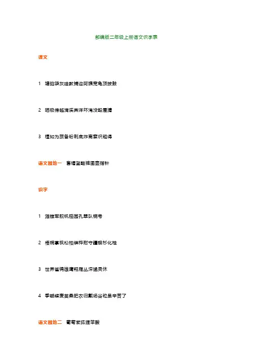 二上语文识字表