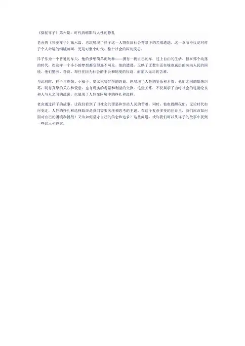 《骆驼祥子》第六篇感悟300字