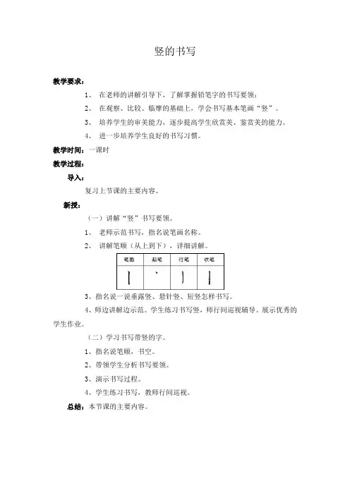 书法教案4-竖的写法