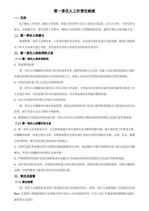 第一责任人工作责任制度