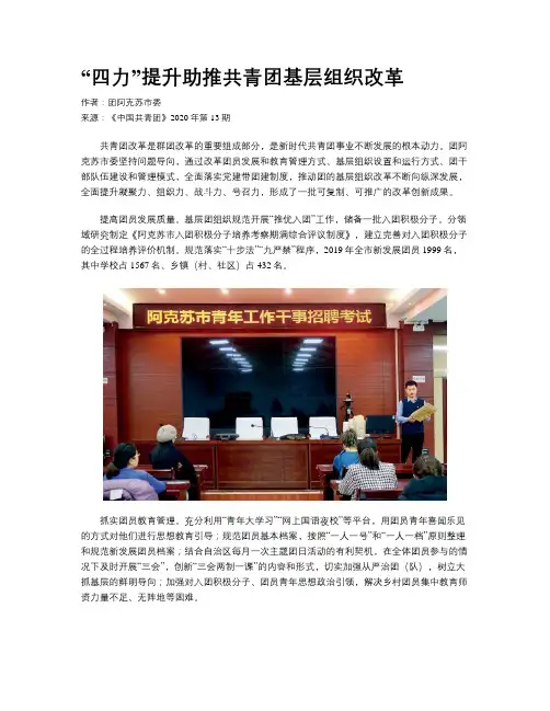 “四力”提升助推共青团基层组织改革