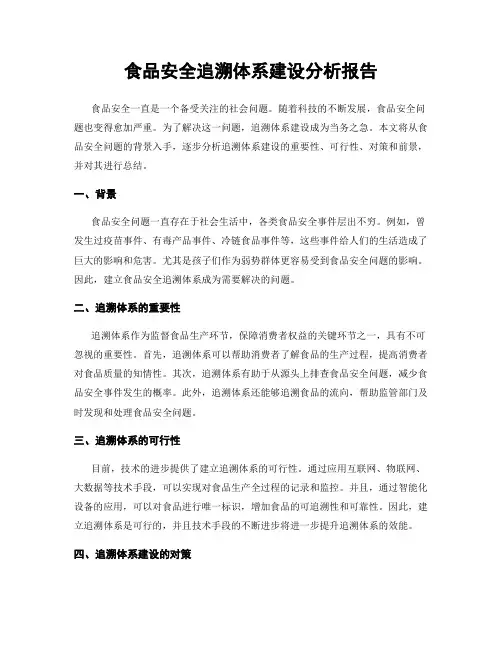 食品安全追溯体系建设分析报告