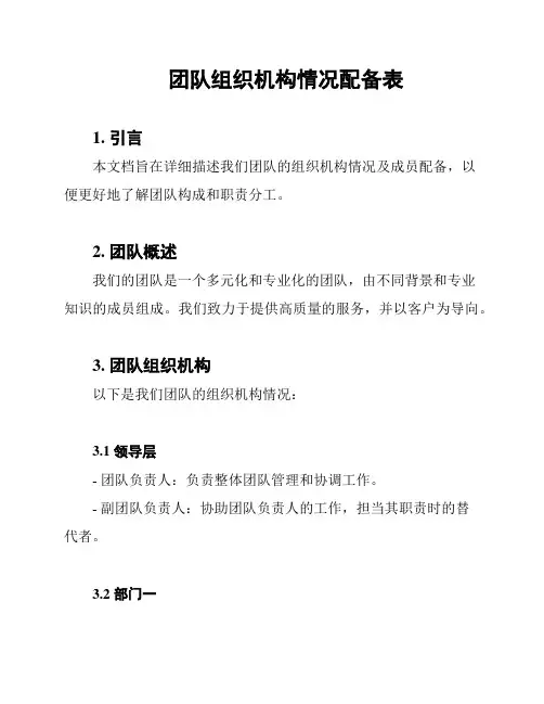 团队组织机构情况配备表