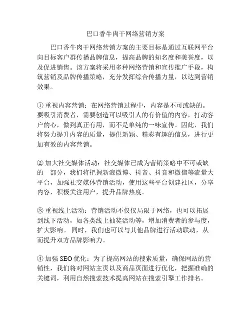 巴口香牛肉干网络营销方案