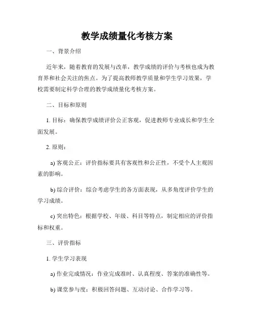 教学成绩量化考核方案