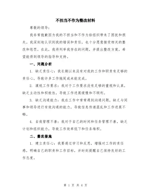 不担当不作为整改材料