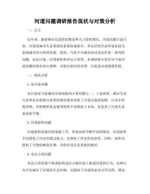 河道问题调研报告现状与对策分析