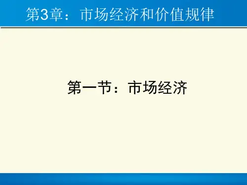 马克思主义政治经济学第三章市场经济和价值规律