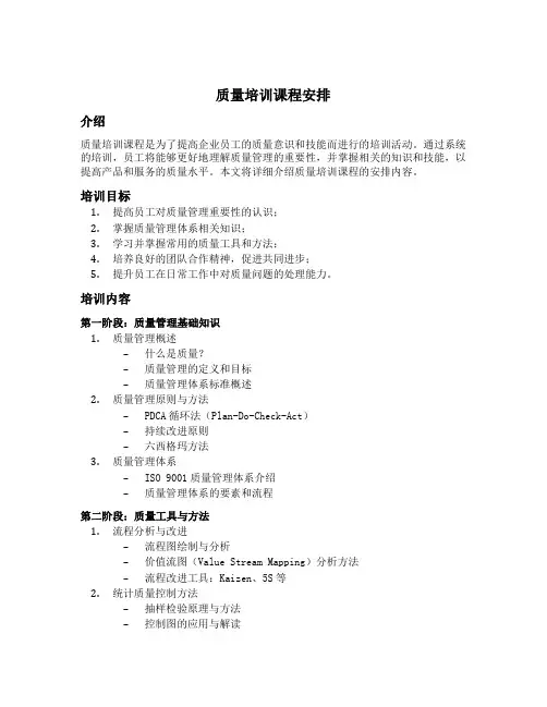 质量培训课程安排