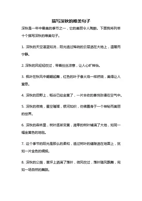描写深秋的唯美句子