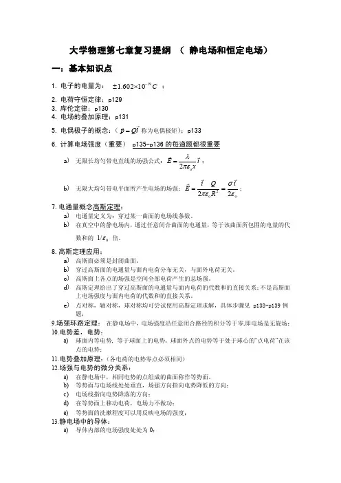 《大学物理期末复习》物理第七章知识点