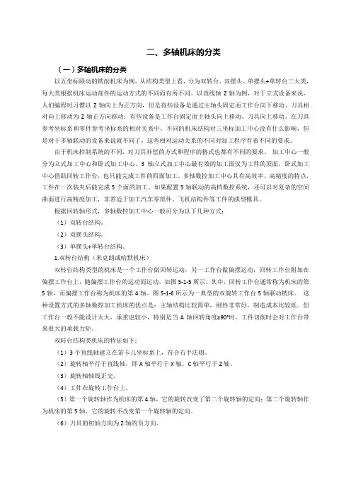 数控机床应用与操作 5-1-2 多轴机床的分类