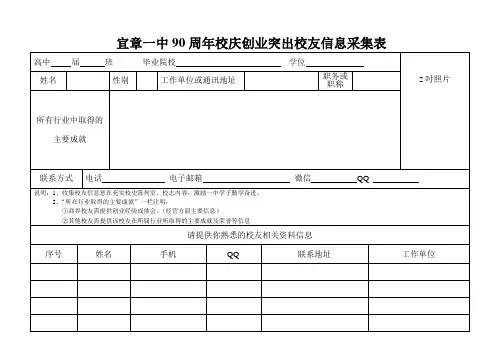 宜章一中90周年校庆校友信息采集表