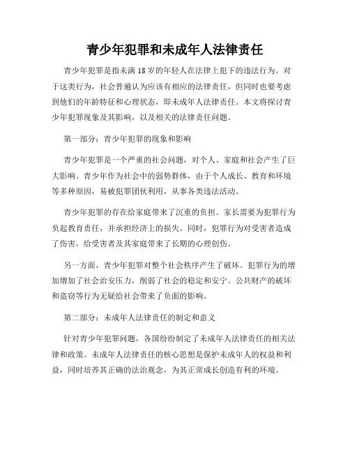 青少年犯罪和未成年人法律责任