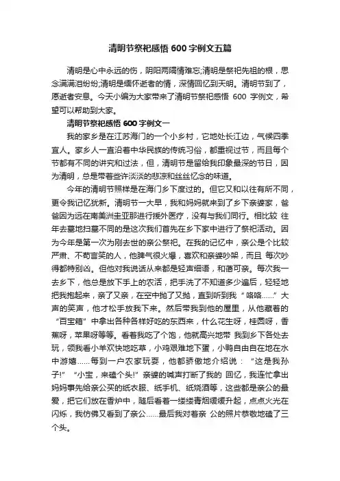 清明节祭祀感悟600字例文五篇