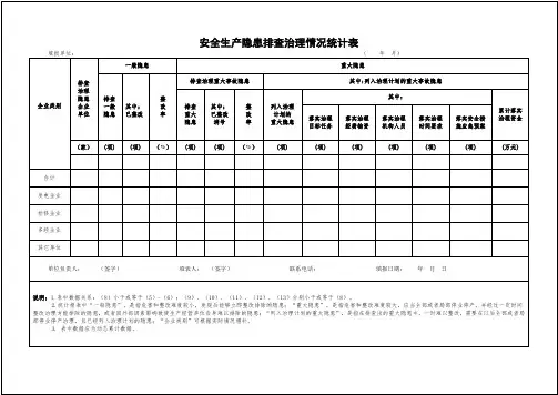 安全生产隐患排查治理情况统计表