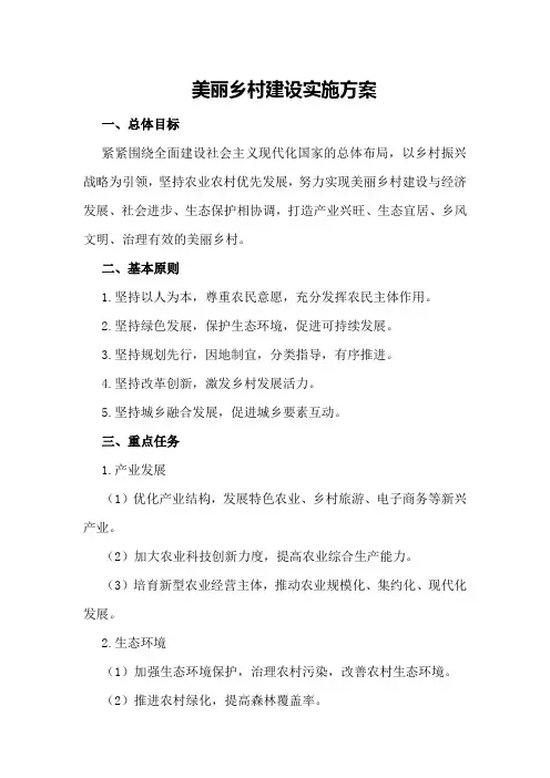 美丽乡村建设实施方案