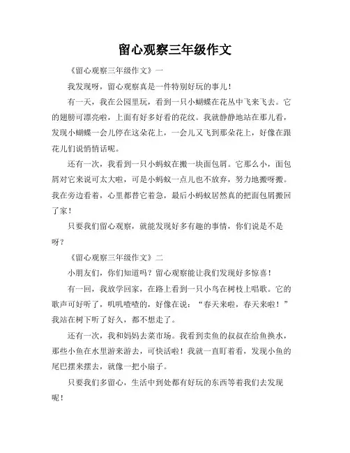 留心观察三年级作文
