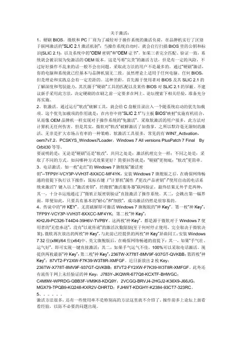 win7激活码+激活工具