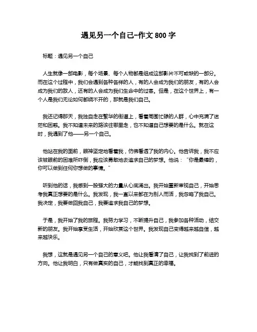 遇见另一个自己-作文800字