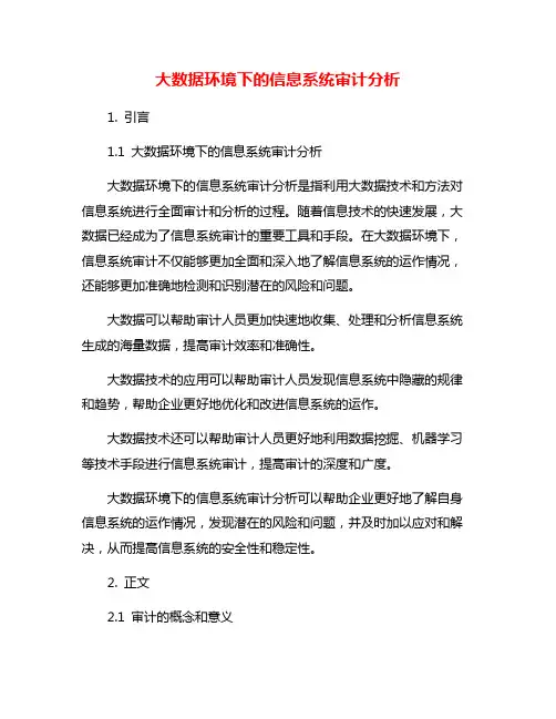 大数据环境下的信息系统审计分析