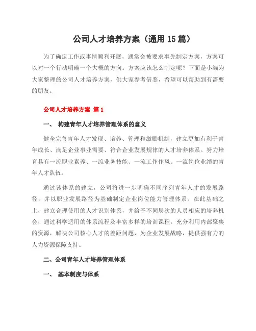 公司人才培养方案(15篇)
